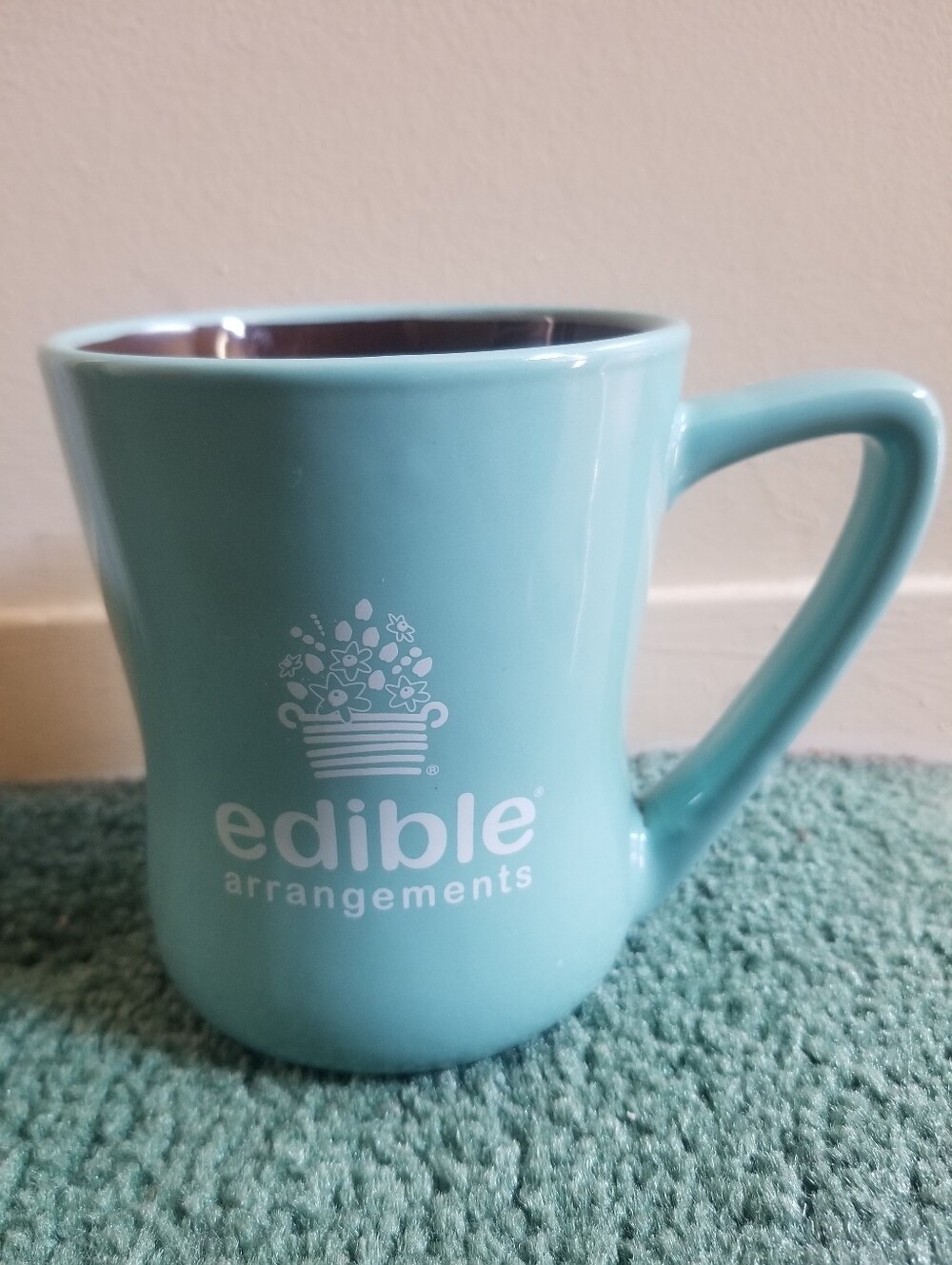 Edible Arrangements 2016 Tea Mint Green Coffee Mug w/ Brown Interior